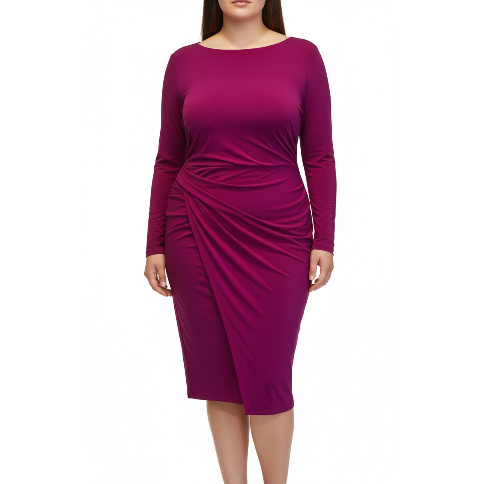 Rachel Roy Svana Ruched Plus Jersey Dress - Magenta Size 3x